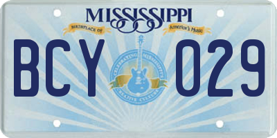 MS license plate BCY029