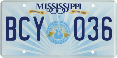MS license plate BCY036