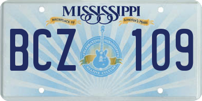 MS license plate BCZ109