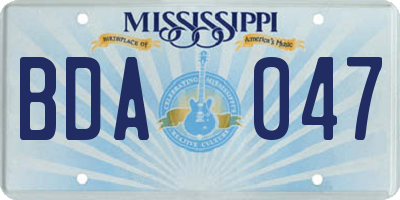 MS license plate BDA047