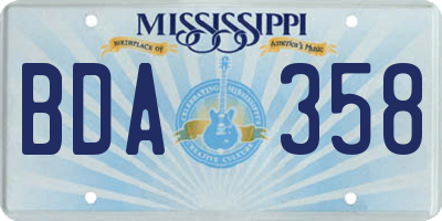 MS license plate BDA358