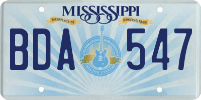 MS license plate BDA547