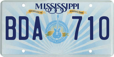 MS license plate BDA710