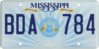 MS license plate BDA784