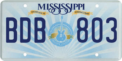 MS license plate BDB803