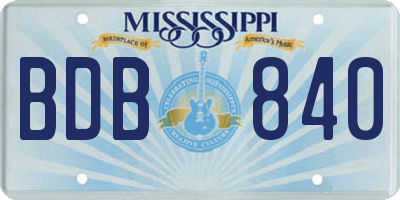 MS license plate BDB840