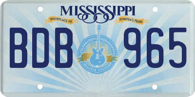 MS license plate BDB965