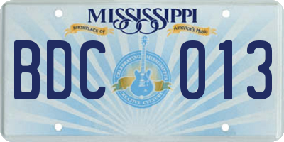 MS license plate BDC013