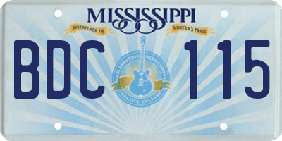 MS license plate BDC115