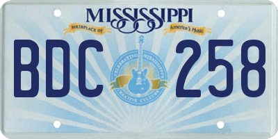 MS license plate BDC258
