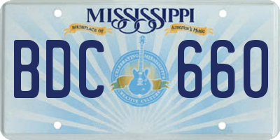 MS license plate BDC660