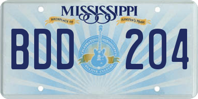 MS license plate BDD204