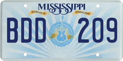 MS license plate BDD209