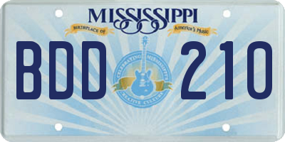 MS license plate BDD210