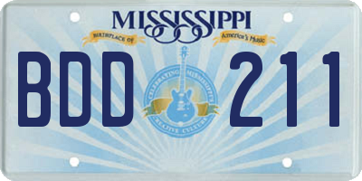 MS license plate BDD211