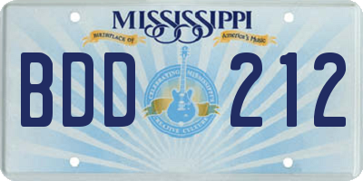 MS license plate BDD212