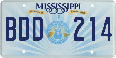 MS license plate BDD214