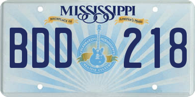 MS license plate BDD218