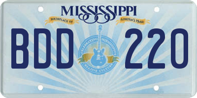 MS license plate BDD220