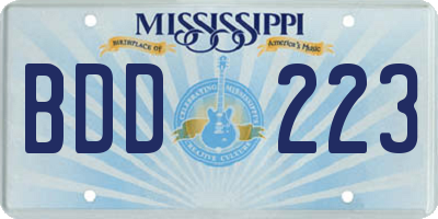 MS license plate BDD223