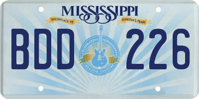 MS license plate BDD226