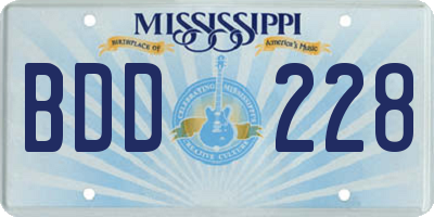 MS license plate BDD228