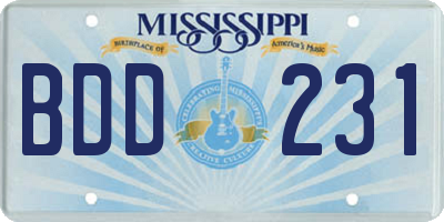 MS license plate BDD231