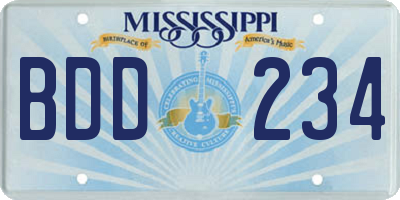 MS license plate BDD234
