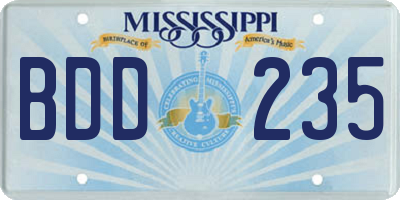 MS license plate BDD235