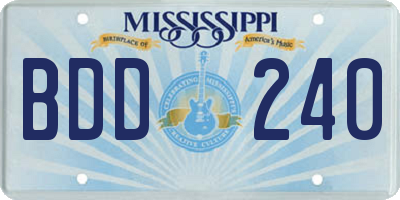 MS license plate BDD240