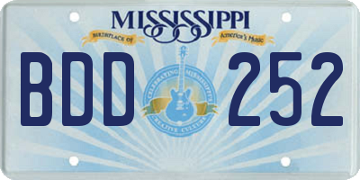 MS license plate BDD252