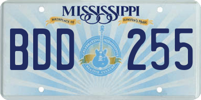 MS license plate BDD255