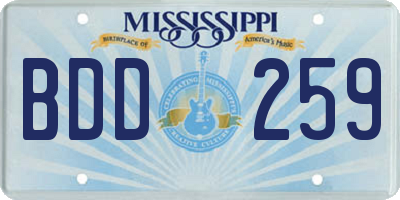 MS license plate BDD259
