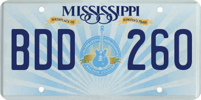MS license plate BDD260