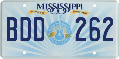 MS license plate BDD262