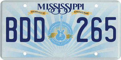 MS license plate BDD265