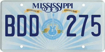 MS license plate BDD275