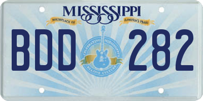 MS license plate BDD282