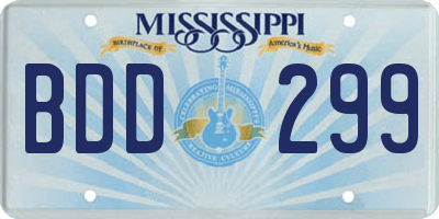 MS license plate BDD299