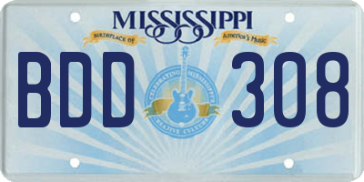 MS license plate BDD308