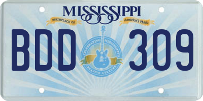 MS license plate BDD309