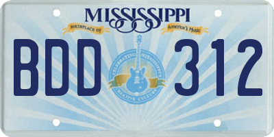 MS license plate BDD312