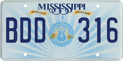 MS license plate BDD316