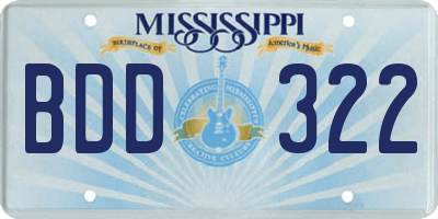 MS license plate BDD322