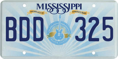 MS license plate BDD325