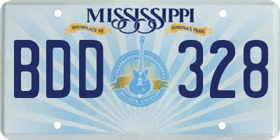 MS license plate BDD328