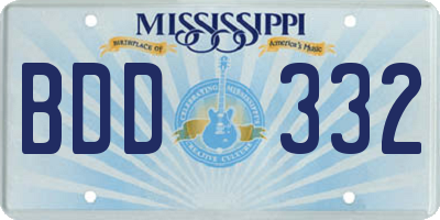 MS license plate BDD332