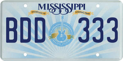 MS license plate BDD333