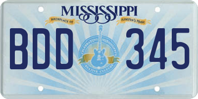 MS license plate BDD345