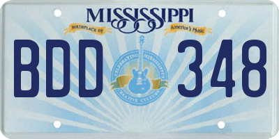 MS license plate BDD348